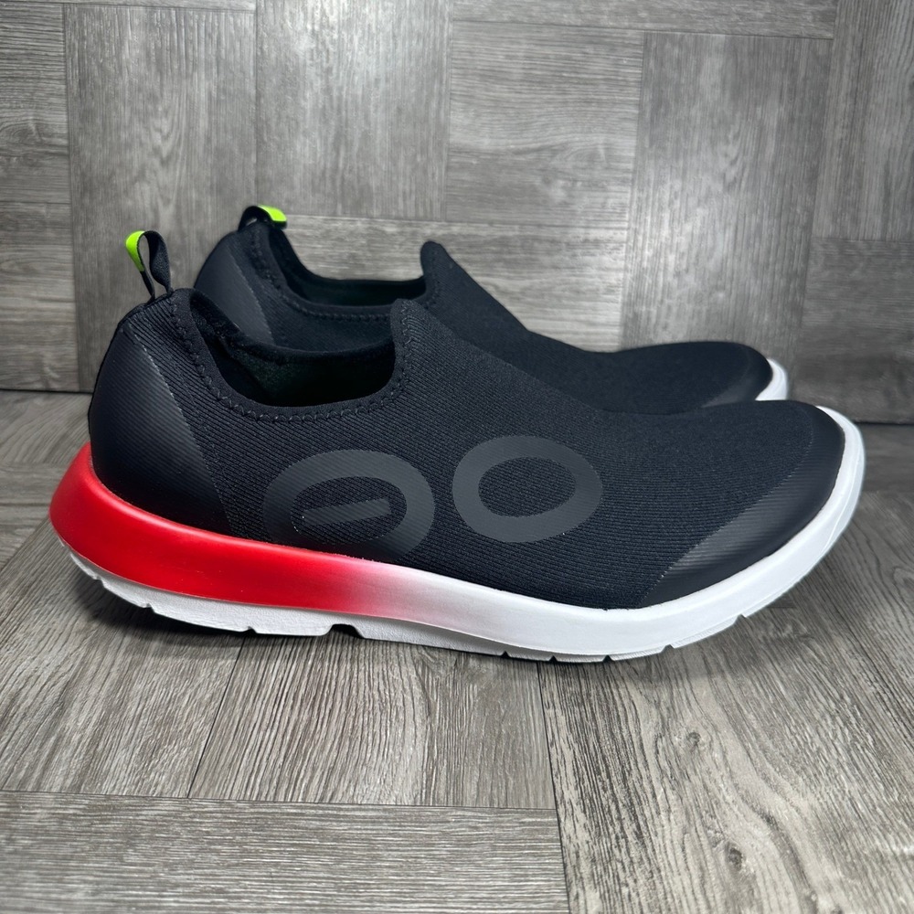 OOFOS OOmg Sport Fire Fade Men 10.5 Black Red Recovery Slip On NEW 5085